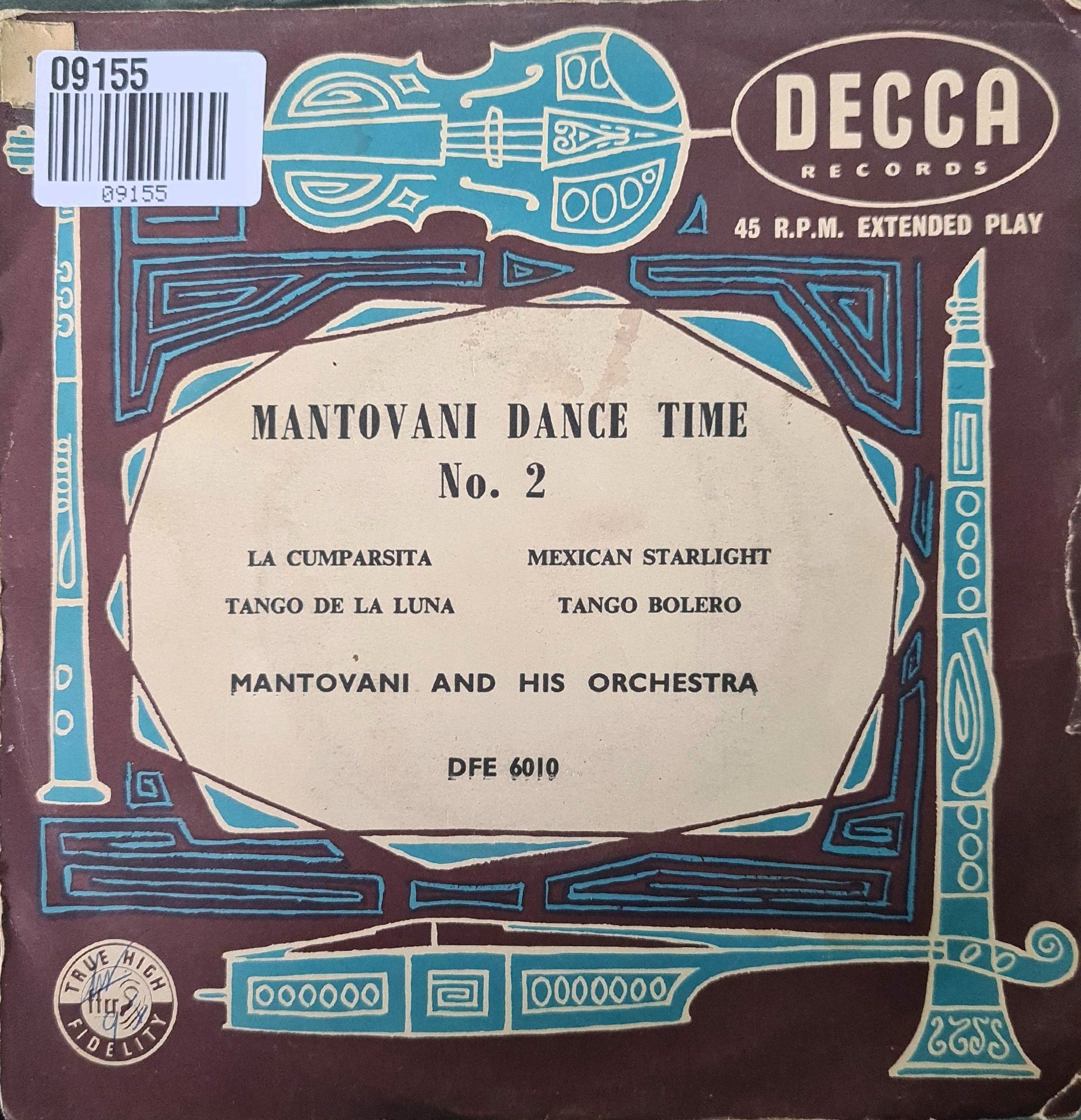 Mantovani And His Orchestra - Mantovani Dance Time No. 2 (EP) 09155 Vinyl Singles EP Goede Staat