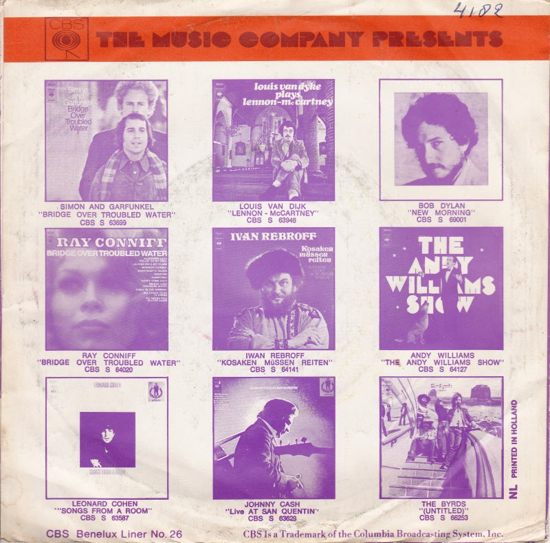 Andy Williams - Love Story Vinyl Singles Vinyl Very Good (VG) <br> Hoes Good Plus (G+)