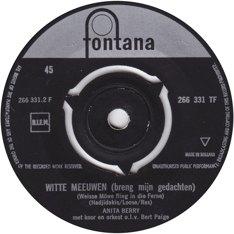 Anita Berry - Ik Zie de Witte Wolken Gaan Vinyl Singles VINYLSINGLES.NL