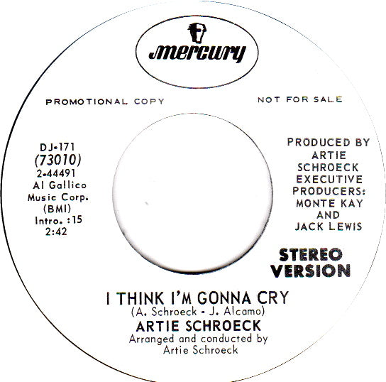 Artie Schroeck - I Think I'm Gonna Cry 13549 Vinyl Singles VINYLSINGLES.NL