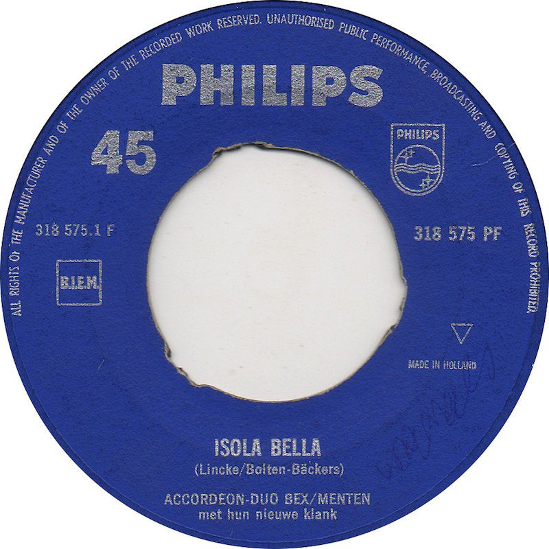 Accordeon Duo Bex Menten - Isola Bella 13172 Vinyl Singles VINYLSINGLES.NL