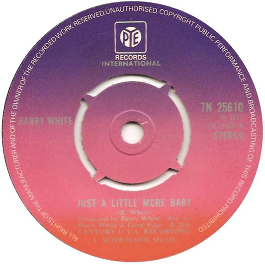 Barry White - I'm Gonna Love You Just A Little More Baby Vinyl Singles Vinyl Zeer Goed / Hoesje Generic "VINYLSINGLES.NL"