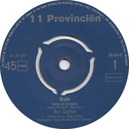 Ben Cramer - Vrede 35796 Vinyl Singles Vinyl Zeer Goed / Hoesje Goed "VINYLSINGLES.NL"
