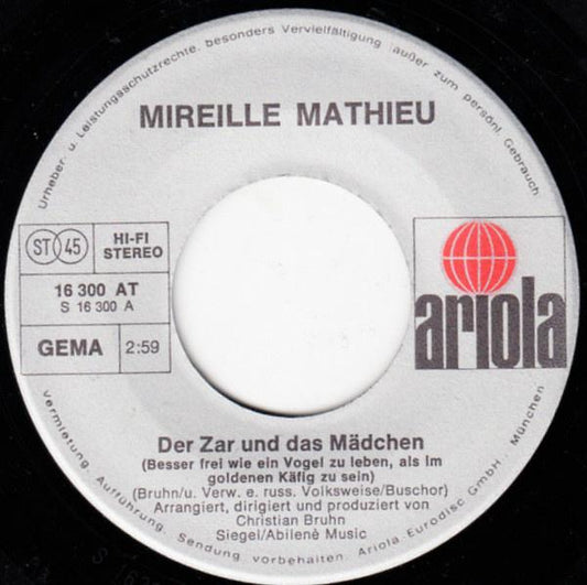 Mireille Mathieu - Der Zar Und Das Mädchen 23216 Vinyl Singles Hoes: Generic