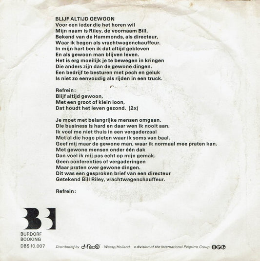 Bill Riley - Blijf Altijd Gewoon