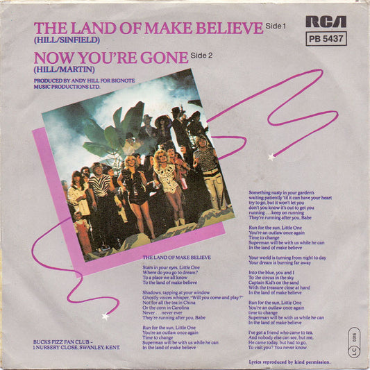 Bucks Fizz - The Land Of Make Believe Vinyl Singles Media: VG+ / Sleeve: G+ "VINYLSINGLES.NL"