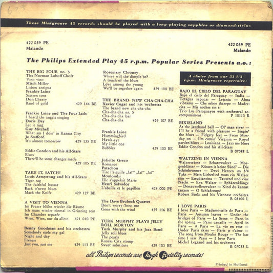 Malando And His Tango Orchestra - Ole Guapa 23930 Vinyl Singles EP Vinyl Zeer Goed / Hoesje Goed "VINYLSINGLES.NL"