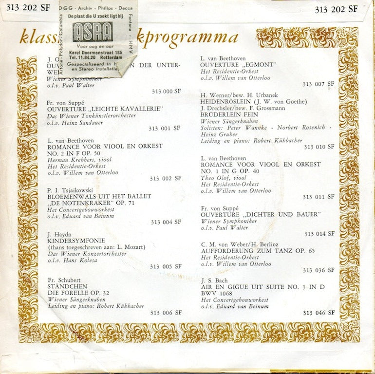 Mozart, Brahms, Consolatrix Afflictorum, Pierre Palla, G. Vermeulen - Klassiek Verzoekprogramma Vinyl Singles Vinyl Very Good (VG) <br> Hoes Good Plus (G+)