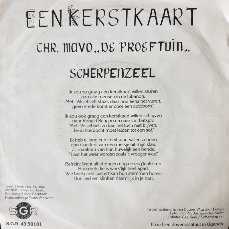 Chr. Mavo De Proeftuin Scherpenzeel -  Een Kerstkaart 13180 Vinyl Singles Goede Staat