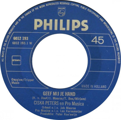 Ciska Peters - Geef Mij Je Hand 27864 Vinyl Singles Goede Staat