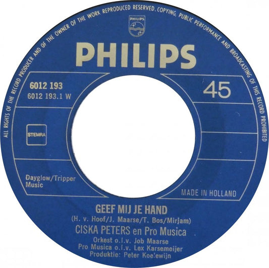 Ciska Peters - Geef Mij Je Hand 27864 Vinyl Singles Goede Staat