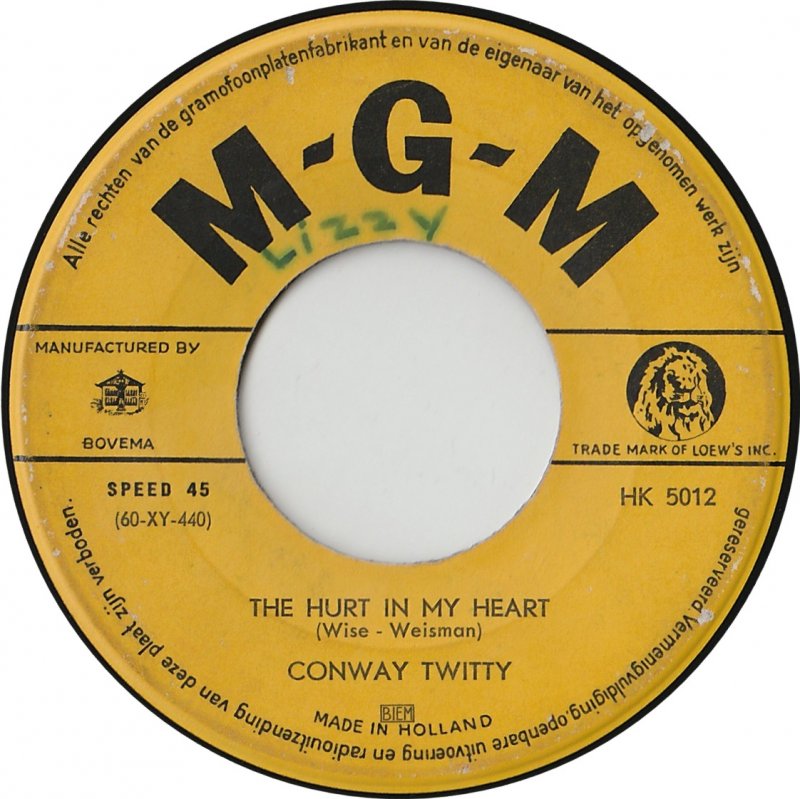 Conway Twitty - The Hurt In My Heart 02193 Vinyl Singles VINYLSINGLES.NL