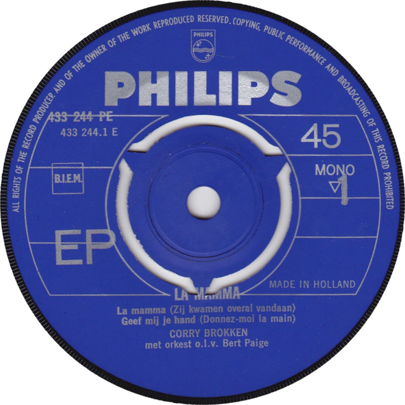 Corry Brokken - La Mamma (Zij Kwamen Overal Vandaan) 16298 Vinyl Singles EP Vinyl Very Good (VG) <br> Hoes Good Plus (G+)