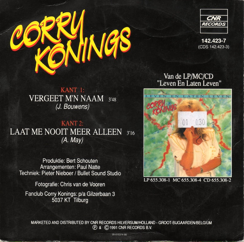 Corry Konings - Vergeet M'n Naam 41724 Vinyl Singles Vinyl Very Good (VG) <br> Hoes Good Plus (G+)
