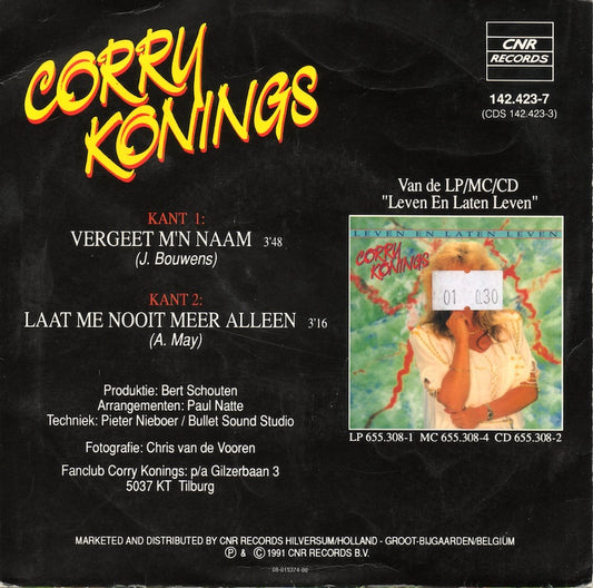 Corry Konings - Vergeet M'n Naam 41724 Vinyl Singles Vinyl Zeer Goed / Hoesje Goed "VINYLSINGLES.NL"