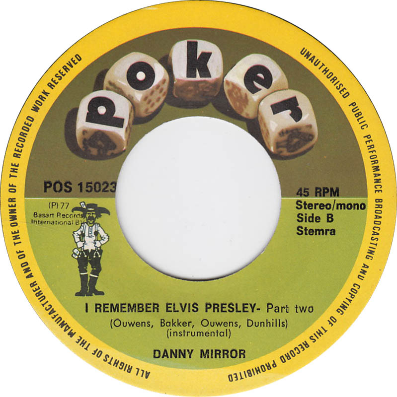 Danny Mirror - I Remember Elvis Presley Vinyl Singles VINYLSINGLES.NL