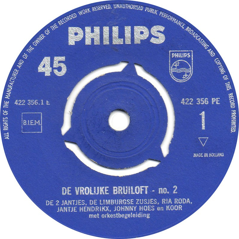 Johnny Hoes - De Vrolijke bruiloft No.2 (EP) 23119 Vinyl Singles EP VINYLSINGLES.NL