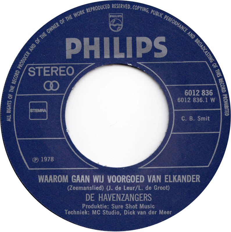 Havenzangers - Waarom Gaan Wij Voor Goed Van Elkander 13136 30204 Vinyl Singles VINYLSINGLES.NL