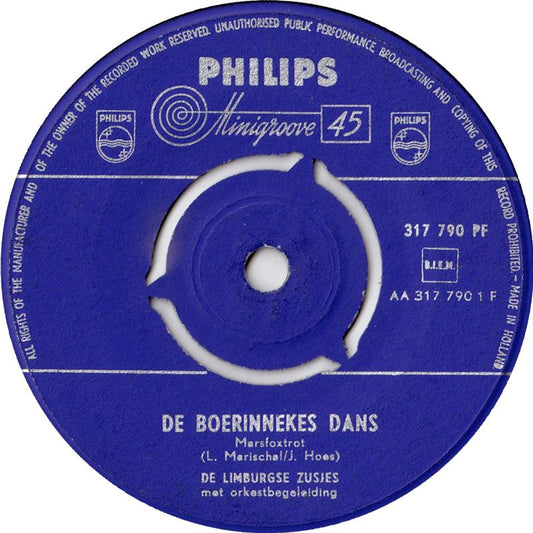 Limburgse Zusjes  - De Boerinnekes Dans 00903 13616 13194 13540 25020 32542 Vinyl Singles VINYLSINGLES.NL