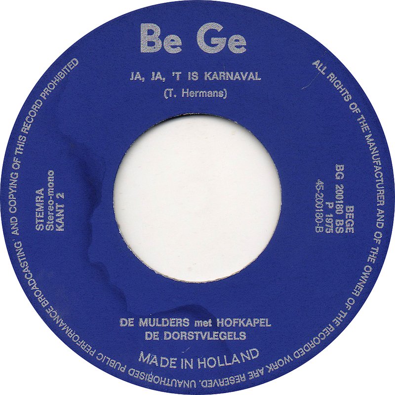 Mulders Met Hofkapel De Dorstvlegels - Carnaval 76 30082 Vinyl Singles VINYLSINGLES.NL