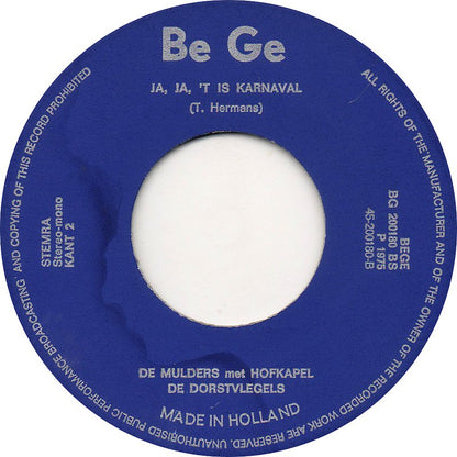 Mulders Met Hofkapel De Dorstvlegels - Carnaval 76 30082 Vinyl Singles VINYLSINGLES.NL