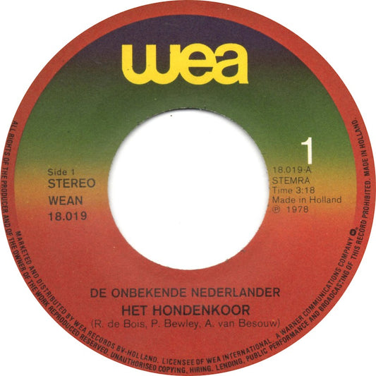 Onbekende Nederlander - Het Hondenkoor 13365 Vinyl Singles Hoes: Generic