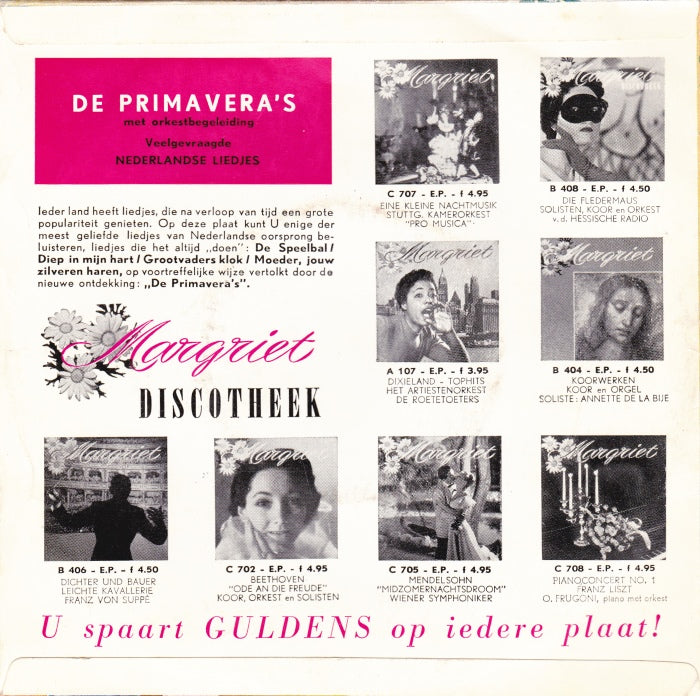 Primavera's - Populaire Nederlandse Liedjes I (EP) Vinyl Singles EP Goede Staat