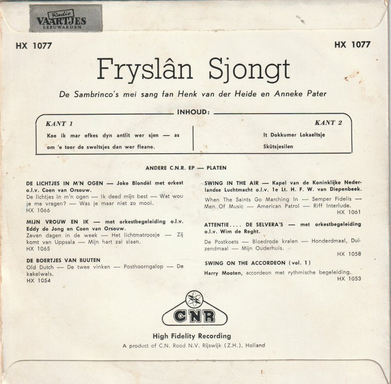 Sambrinco's - Fryslan Sjongt (EP) 18983 Vinyl Singles EP VINYLSINGLES.NL