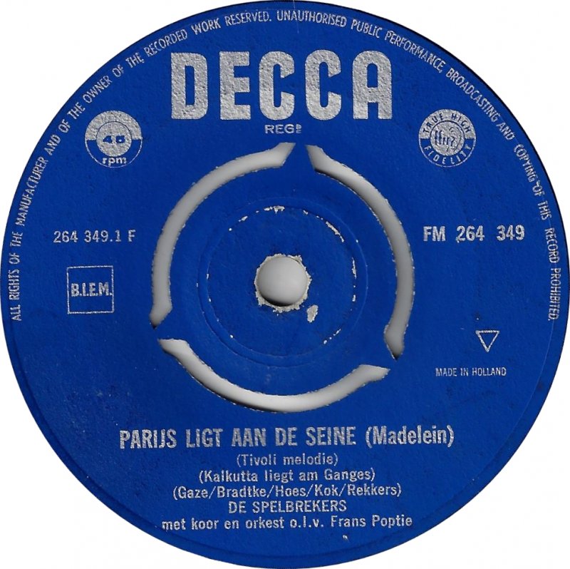 Spelbrekers - Parijs Ligt Aan De Seine 18436 Vinyl Singles VINYLSINGLES.NL
