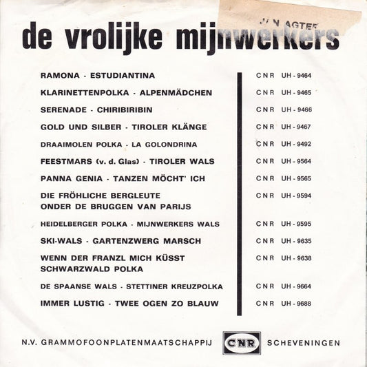 Vrolijke Mijnwerkers - Feestmars Vinyl Singles Vinyl Zeer Goed / Hoesje Goed "VINYLSINGLES.NL"