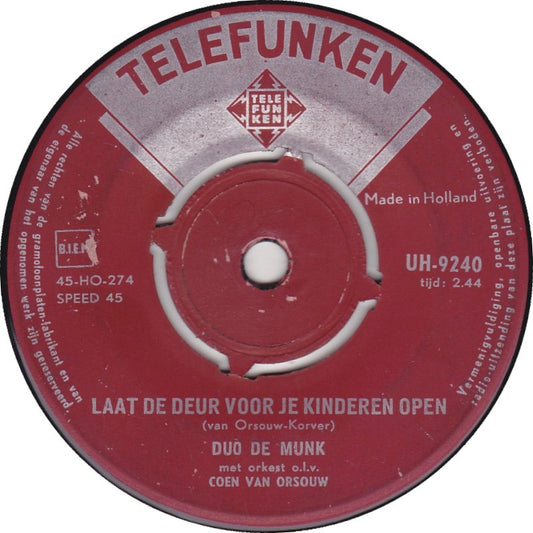 Duo de Munk Orkest - Wroeging Vinyl Singles Vinyl Zeer Goed / Hoesje Goed "VINYLSINGLES.NL"