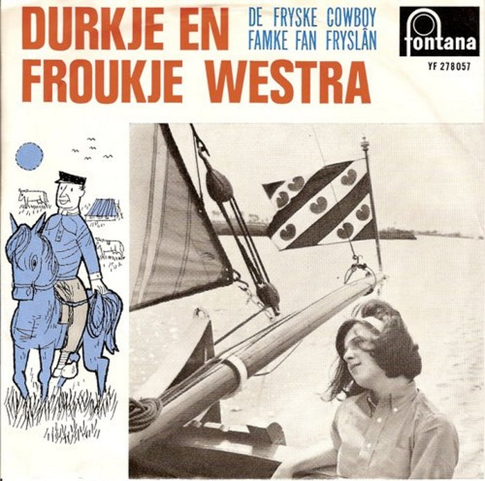 Durkje en Froukje Westra - De Fryske Cowboy 23970 Vinyl Singles Vinyl Very Good (VG) <br> Hoes Good Plus (G+)