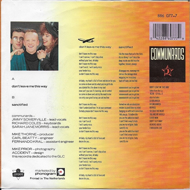 Communards - Don't Leave Me This Way 37702 Vinyl Singles VINYLSINGLES.NL