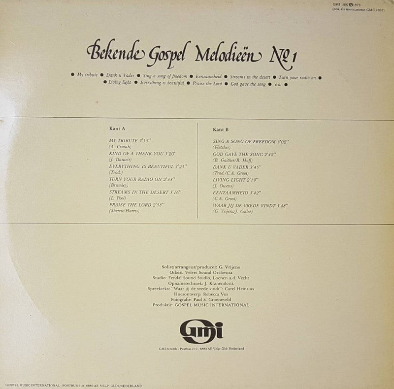 Ge Vrijens - Bekende Gospel Melodieen No. 1 (LP) 46115 Vinyl LP Goede Staat