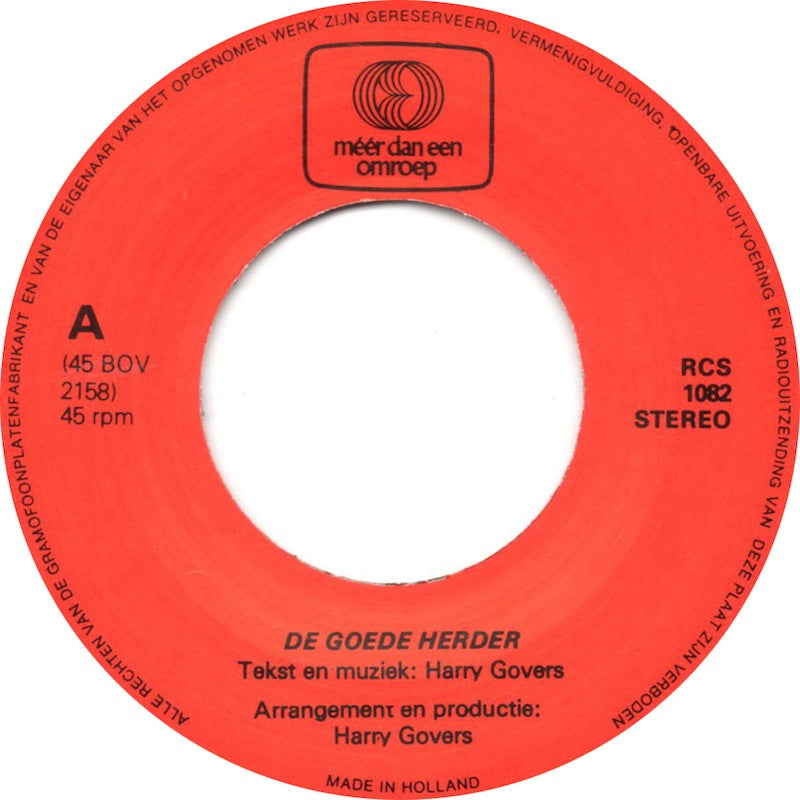 Harry & Marijke Govers En Het Tienerkoor Uit Ridderkerk - De Goede Herder 18663 Vinyl Singles VINYLSINGLES.NL