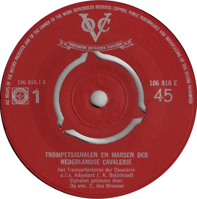 Trompetterkorps Der Cavalerie - Trompetsignalen En Marsen Der Nederlandse Cavalerie Vinyl Singles VINYLSINGLES.NL