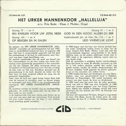 Urker Mannenkoor Hallelujah - Wij Knielen Voor Uw Zetel Neer (EP) 29772 Vinyl Singles EP VINYLSINGLES.NL