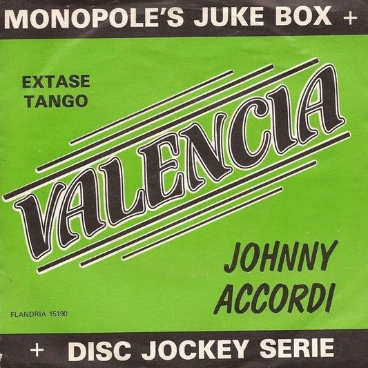 Johnny Accordi - Valencia Vinyl Singles Vinyl Very Good (VG) <br> Hoes Good Plus (G+)