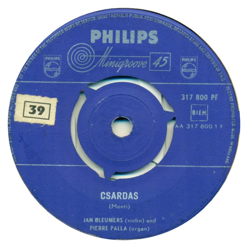 Jan Bleumers En Pierre Palla - Csardas Vinyl Singles VINYLSINGLES.NL