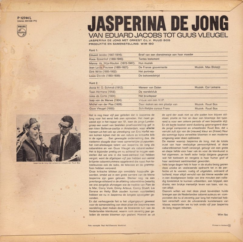 Jasperina De Jong - Van Eduard Jacobs Tot Guus Vleugel (LP) 48297 Vinyl LP VINYLSINGLES.NL