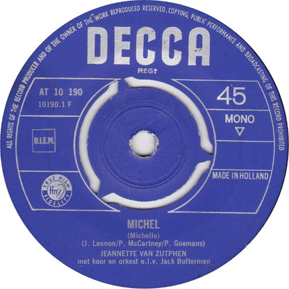 Jeannette Van Zutphen - Michel Vinyl Singles Vinyl (VG) <br> Hoes (G+)