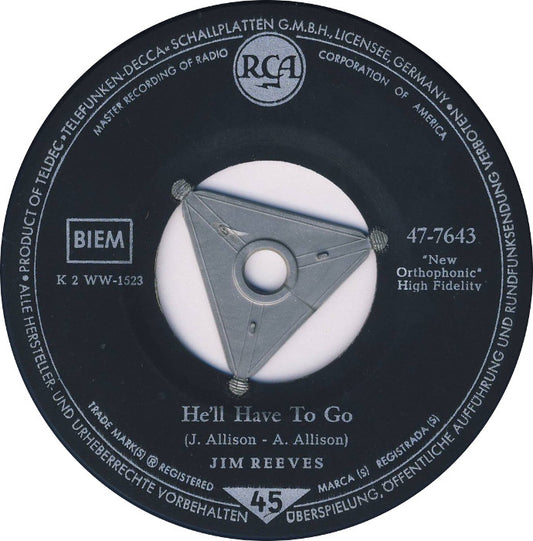 Jim Reeves - He'll Have To Go Vinyl Singles VINYLSINGLES.NL