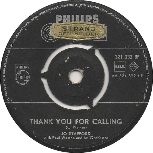 Jo Stafford - Thank You For Calling 03733 32380 16867 Vinyl Singles VINYLSINGLES.NL