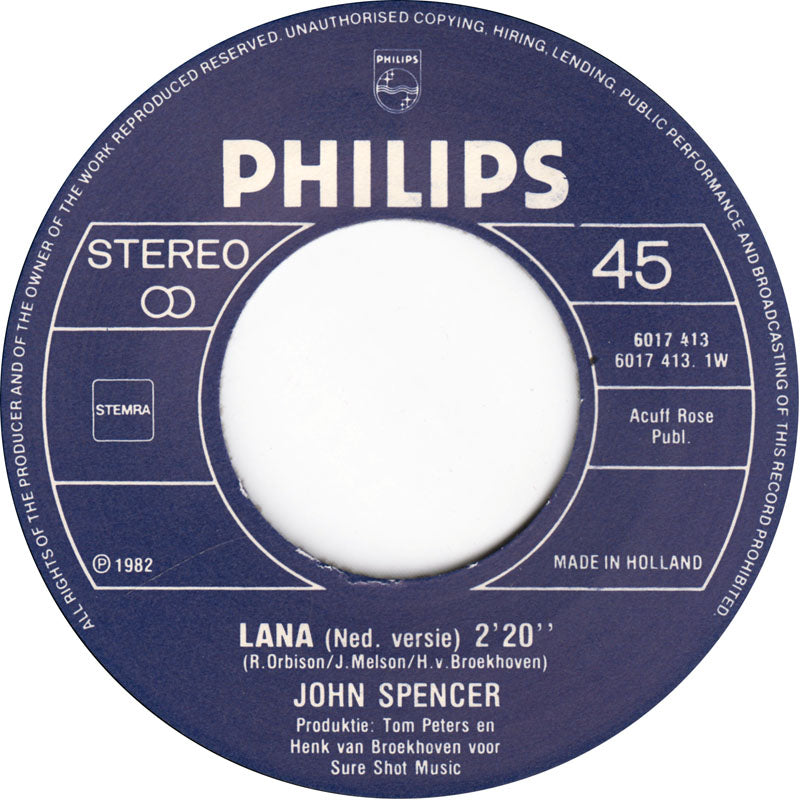 John Spencer - Lana 14105 15659 16089 Vinyl Singles VINYLSINGLES.NL