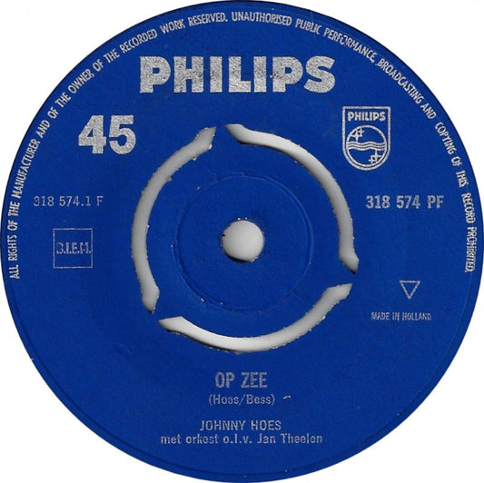 Johnny Hoes - Op Zee Vinyl Singles Vinyl (VG) <br> Hoes (G+)