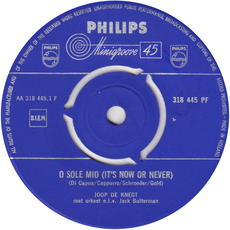 Joop de Knegt - O sole mio (It's now or never) 05010 Vinyl Singles Goede Staat