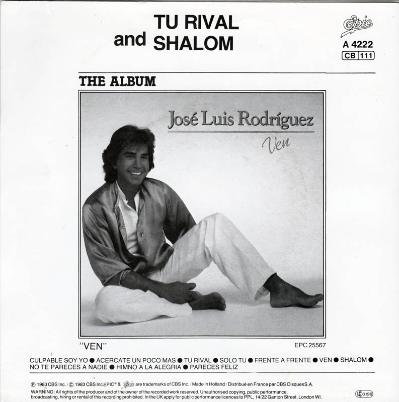 José Luis Rodríguez - Shalom 31254 Vinyl Singles VINYLSINGLES.NL
