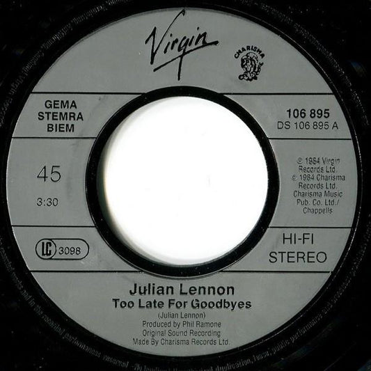 Julian Lennon - Too Late For Goodbyes 01645 Vinyl Singles Hoes: Generic