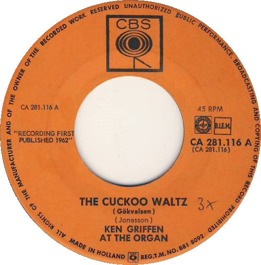 Ken Griffin - The Cuckoo Waltz 19750 Vinyl Singles Goede Staat