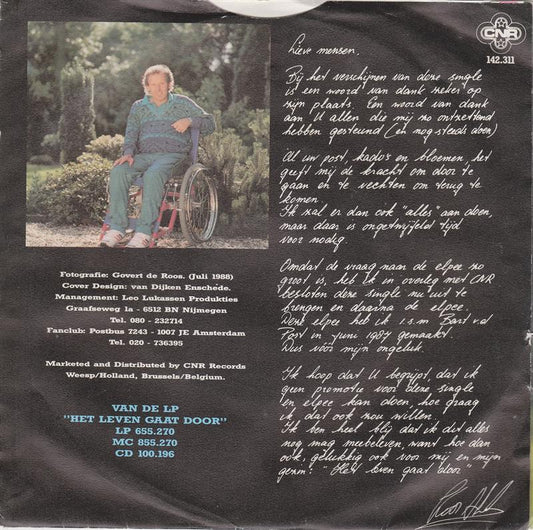 Koos Alberts - Eenmaal Kom Jij Terug Vinyl Singles Vinyl Zeer Goed / Hoesje Goed "VINYLSINGLES.NL"